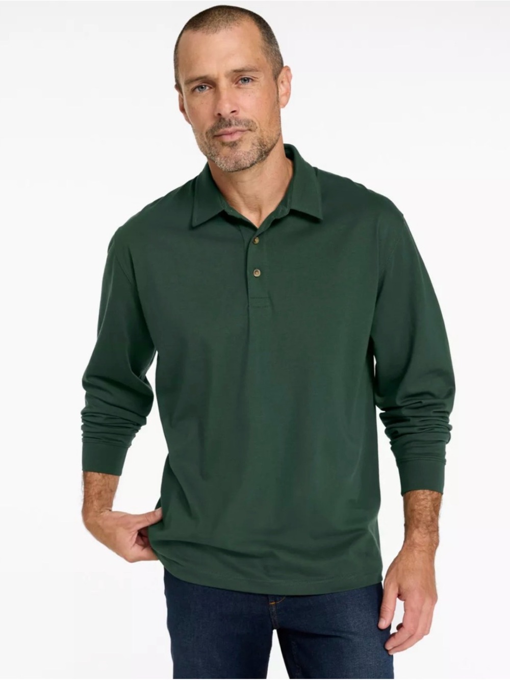 LL Bean Men's Carefree Unshrinkable Polo, Long-Sleeve, Without Pocket